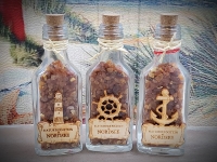 Flasche mit Bernstein Nordsee