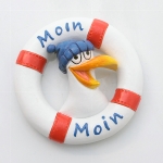 Magnet Rettungsring mit Möwe Moin Moin