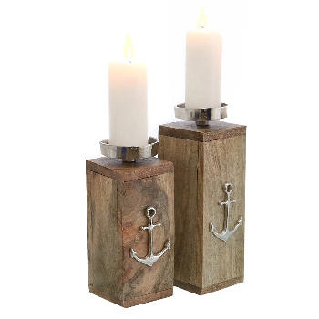 Kerzenständer Anker Mangoholz natur