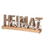 Schriftzug ´Heimathafen´ Holz, Alu, vernickelt