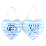 Schild Herz ´Meer´ 2s. MDF mit Juteband