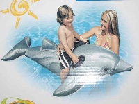 Aufblastier Delphin grau ca. 175x66 cm Kunststoff