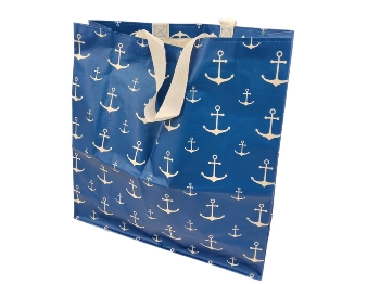 Einkaufstasche Blau mit weißen Ankern