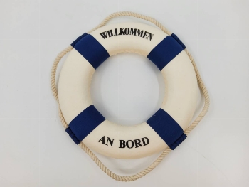 Rettungsring blau/weiß 35 cm Styropor/Baumwolle