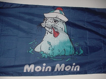 Flagge Seehund/Pfeife Moin Moin 150x90