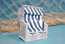 Strandkorb blau/weiß Poly ca.6x5 cm Magnet