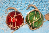 Fischerkugel 10 cm Grün - Rot sortiert Glas