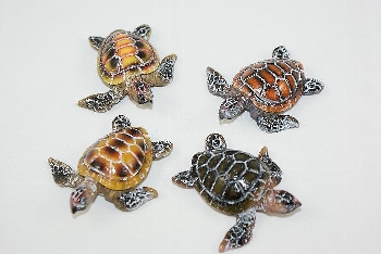 Schildkröte 4-fach sort. ca.5x5cm Polystone