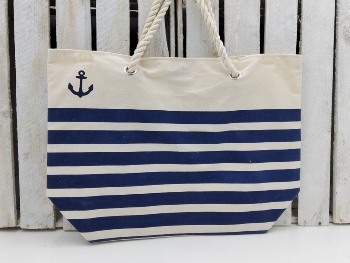 Strandtasche blau gestreift kleiner Anker