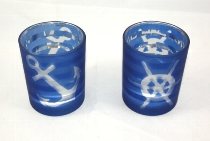 Teelichthalter Anker/Steuerrad sort. ca.8x7cm