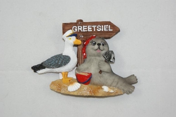 Magnet Seehund Möwe Schild Greetsiel