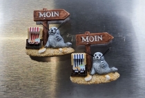 Magnet Seehund mit Schild Moin ca.6x6cm