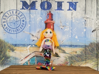 Plüsch Meerjungfrau mit Aufhänger regenbogenfarben +