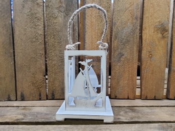 Shabby Whiteline Laterne mit Segelschiff +