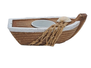 Holz 2023 Teelichthalter Boot ca.14x5x5cm