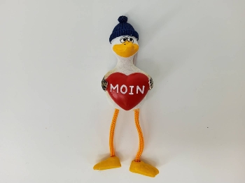 Magnet Möwe Bommelbeine mit Herz Moin
