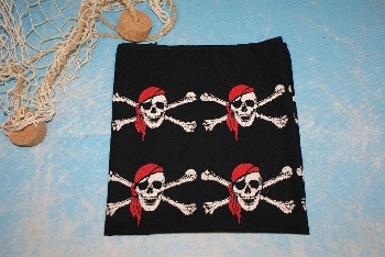 Tuch Pirat schwarz-weiß-rot ca. 55x55 cm Baumwolle