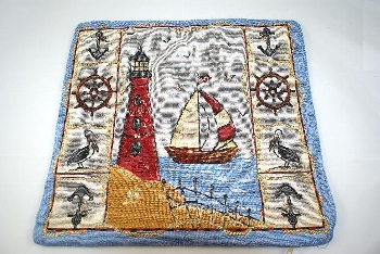 Gobelin Kissenhülle maritim Segelboot ca.40x40cm