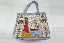 Gobelin Shopper maritim Segelboot ca.45x45cm