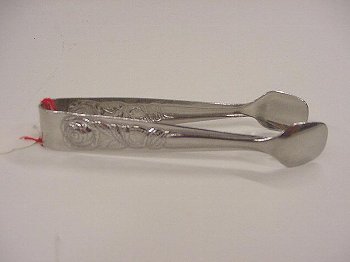 Zuckerzange "Rosendekor" ca. 10,5 cm Edelstahl