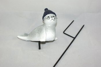 Seehund auf Stick Polystone mit Metall