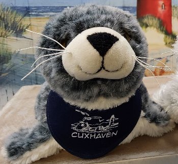 Seehund grau 30cm mit Tuch Cuxhaven