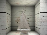 Shabby Whiteline Segelboot