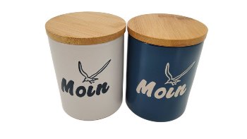 Hösti-Maritim Dose mit Deckel Moin Möwe in weiß und blau