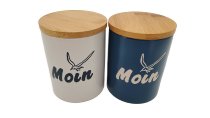 Hösti-Maritim Dose mit Deckel Moin Möwe in weiß und blau
