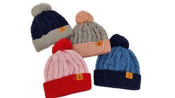 Strickmütze Ankerlabel mit Bommel