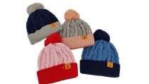 Strickmütze Ankerlabel mit Bommel
